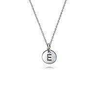 Tiny Minimalist ABC Round Disc Block Letter Alphabet A-Z Initial Pendant Necklace For Teen For Women .925 Sterling Silver