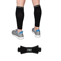 Calf Compression Sleeves (Black, Medium), Patella Strap Knee Support (Pack of 1, Black), Ideal Set for Running, Workout Calf Pain Relief and Varicose Vein