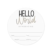 Neutral Hello World Newborn Announcement Sign / 10