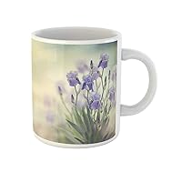 Coffee Mug Leaf Purple Iris Flowers Blooming in the Garden Bloom 11 Oz Ceramic Tea Cup Mugs Best Gift Or Souvenir For Family Friends Coworkers