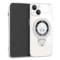 Plated Case for iPhone 13 Mini with Metal Ring Holder Stand [Compatible with MagSafe], Shockproof Non-Slip Slim Fit Protective Phone Bumper Cover for iPhone 13 Mini Silver
