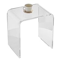Acrylic Side Table, U- Shaped Coffee Table, Clear Acrylic End Table with Waterfall Edges for Drink, Food, Snack Used in Living Room & Bedroom
