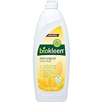 Biokleen Dish Liquid Soap, Dishwashing, Eco-Friendly, Non-Toxic, Plant-Based, No Artificial Fragrance, Colors or Preservatives, Lemon Thyme, 25 Ounces (Pack of 6)