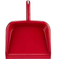 SPARTA Large Handheld Dustpan with Hanging Hole, Heavy-Duty Plastic Dustpan with Wide Lip for Countertops and Surfaces, Plastic, 10 Inches, Red