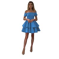 Women's Off The Shoulder Homecoming Dresses Satin Short Party Dress