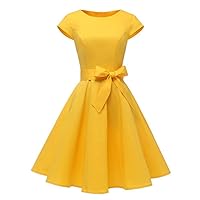 Womens Vintage 1950S Cap Sleeve Summer Rockabilly Swing Cocktail Party Dress
