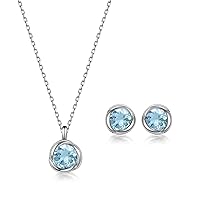 immobird Women's Jewellery Sets, Necklace and Earrings Set, 925 Sterling Silver Women's Necklaces with Zirconia, Women's Earrings Silver, Women's Jewellery Silver/Rose Gold (Topaz)