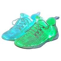 Fiber Optic LED Light up Shoes for Men and Women, Lightweight Sneakers USB Charging Glowing Party Shoes (US 12.5 Men = EUR 46, White)