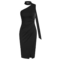 GRACE KARIN 2023 Women’s Sexy Sleeveless Cocktail Bodycon Dresses Ruched Halter Neck Wrap-Around Party Pencil Dresses