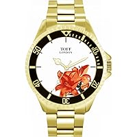 Orange Lilies Flower Watch Ladies 38mm Case 3atm Water Resistant Custom Designed Quartz Movement Luxury Fashionable