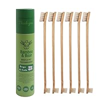 Gaia Guy Bamboo and Boar Bristle Double-Sided Pet Toothbrushes - 6-Pack - for Dogs, Cats and Planet - Plastic and Nylon-Free Natural Bristles - Wrong Item? Contact Me - Amazon Made A Mistake