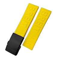 Rubber Watchband 22mm 24mm for Breitling Superocean Heritage Avenger Challenger Woven Silicone Waterproof Soft Watch Strap (Color : Yellow Black, Size : 24mm)