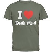 Old Glory I Heart Death Metal Military Green Adult T-Shirt - X-Large