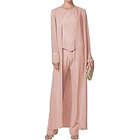 Mother of The Bride Pant Suits 3 Pieces Chiffon Outfit Sets for Wedding Guest Sequin