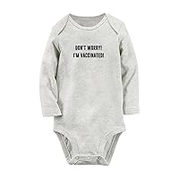 Don't Worry I'm Vaccinated Funny Rompers, Newborn Baby Bodysuits, Infant Jumpsuits Outfits, Kids Long Sleeves Clothes