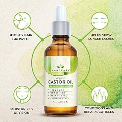 Organic Castor Oil - USDA Certified Organic 100% Pure, Cold-Pressed, Extra-Virgin, Hexane-Free. Best Carrier Oil For Eyelashes, Hair, Eyebrows & Skin (1 oz)