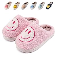 Cute Smile Slippers for Kids Girls Boys,Happy Face Slippers Soft Plush Preppy Slippers Memory Foam Warmth Slip-on Fuzzy House Slippers Indoor Outdoor