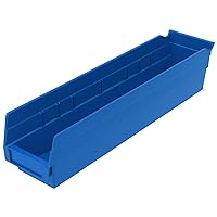 Akro-Mils 30128 Plastic Containers for Organizing and Storage Bins for Closet, Kitchen Cabinet, or Pantry Organization, 18-Inch x 4-Inch x 4-Inch, Blue, 12-Pack