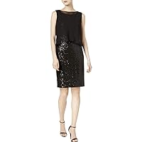 Ellen Tracy Women's Sequin Dress with Removable Chiffon Overlay