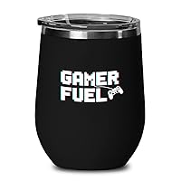 Gamer Wine Tumbler Black 12oz - Gamer Fuel - Video Game for Boyfriend Friends And Family Fun Player Novelty Cup Great For Men or Women