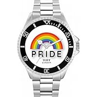 Pride Rainbow Pride White Mens Wrist Watch 42mm Case Custom Design