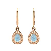 1.5 Ct Pear Shape Larimar Gemstone 925 Sterling Silver Teardrop Filigree Design Dangle Earrings lever Back Women Earring Jewelry