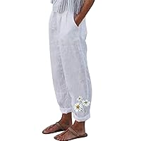 SNKSDGM Women's Wide Leg Cotton and Linen Pants Summer High Waist Palazzo Pants Yoga Loose Fit Flowy Trouser with Pockets