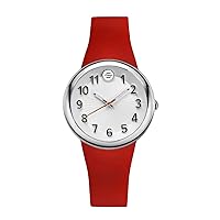Philip Stein Analog Display Wrist Japanese Quartz Colors Small Smart Watch Red Silicone Band Pin Buckle with White Dial Natural Frequency Technology Provides More Energy - Model F36S-SW-R