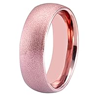 8MM Tungsten Carbide Ring for Women Men Size 6-13 Rose Gold-Black-Silver-Blue Sand Blasted Finish