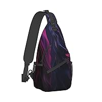 Sling Bag for Women Men Crossbody Bag Small Sling Backpack Purple Wavy Stripes Chest Bag Hiking Daypack