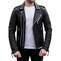 Mens leather jackets Motorcycle Bomber Biker Genuine Lambskin 19