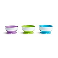 Stay Put™ Suction Bowls for Babies and Toddlers, 3 Pack, Blue/Green/Purple