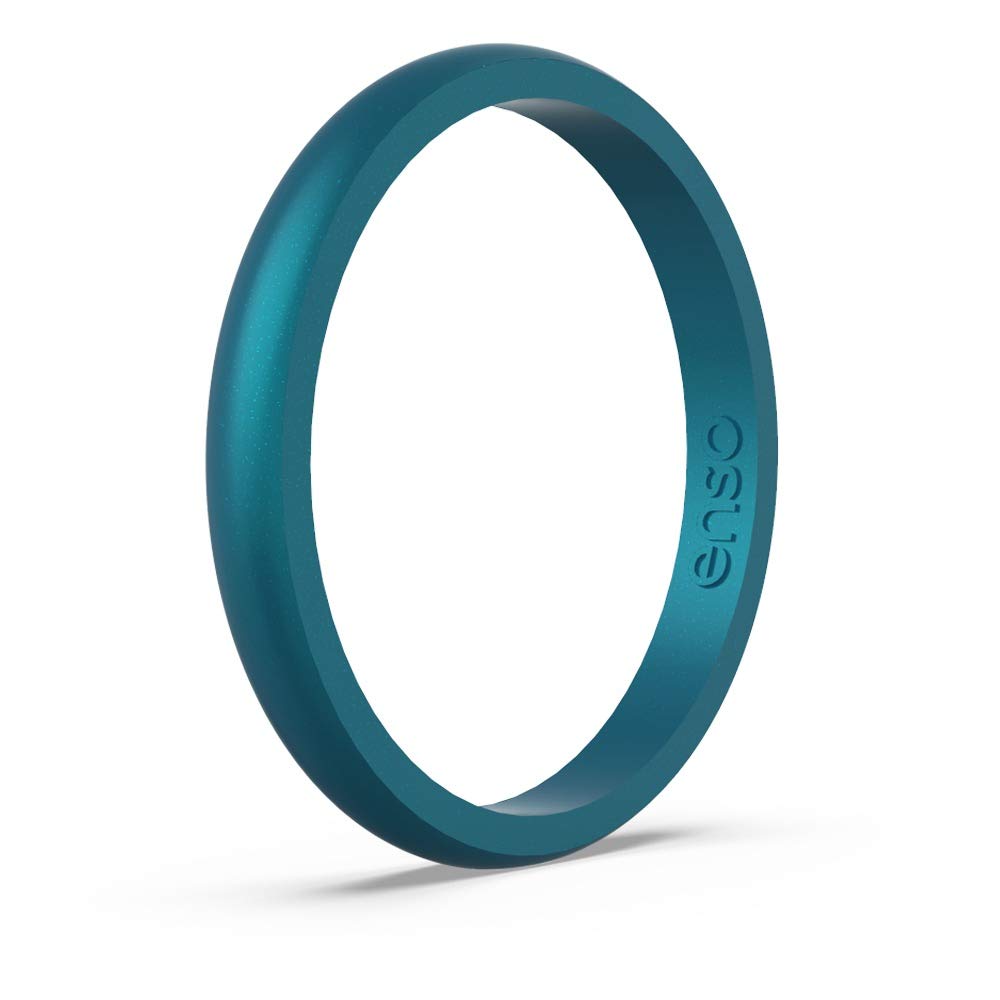Enso Rings Halo Birthstone Silicone Ring – Minimalist Stackable Wedding Engagement Band – – 2.54mm Wide, 1.5mm Thick