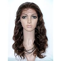 Beautiful Front Lace Wig Real With Stretch Lace Back Peruvian Virgin Remy Human Hair Body Wave Color #4(trademark:DaJun)