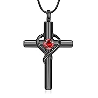 Cremation Jewelry for Ashes Pendant - Cross Necklace for Women Men Birthstone Necklaces for Teen Girls Gifts for Valentine's Day Birthday or Anniversary