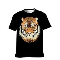 Unisex Funny-Graphic T-Shirt Cool-Tee Novelty-Vintage Short-Sleeve Hip Hop: 3D Lion Print Casual Holiday Apparel Husband Gift