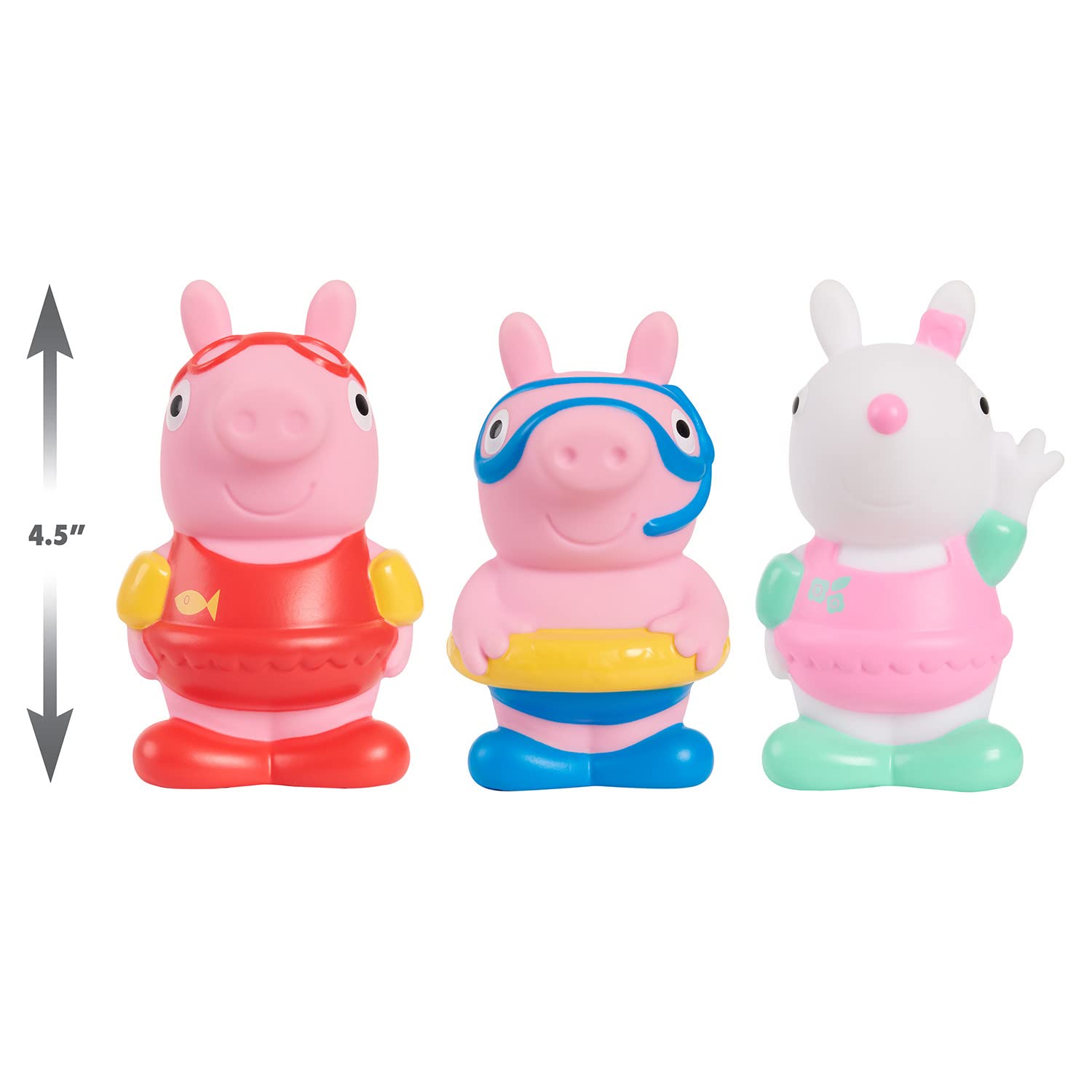 Peppa Pig Bath Toys 3-piece Set, Kids Toys for Ages 3 Up, Basket Stuffers and Small Gifts, Amazon Exclusive