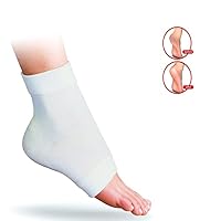 Heel Socks for Dry Cracked Feet Dr.Pedi Moisturizing Socks Toeless Spa Sock for Foot Care Treatment Gel Socks White