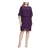 Jessica Howard Womens Plus Illusion Trim Blouson Cocktail and Party Dress