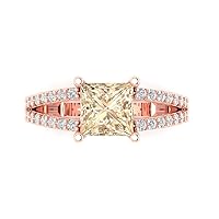 Clara Pucci 2.42 ct Princess Cut Solitaire Genuine Natural Brown Morganite Engagement Promise Anniversary Bridal Ring 18K Rose Gold