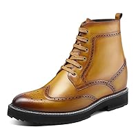 CHAMARIPA Men's Height Increasing Boots, Stylish Brogue Genuine Leather Formal Dress Boots That Make You 10CM / 3.94 Inches Taller Handcrafted H3B40D0011D