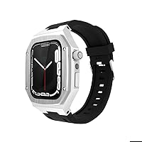 Rubber Modified Strap For Apple Watch Band 44mm 45mm 41mm Stainless Steel Protective Shell Kit iWatch Series 8 7 6 5 4 SE Coeera