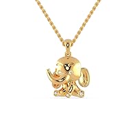 VVS Certified Baby Elephant Style Pendant Necklace 18K White/Yellow/Rose Gold - 0.05 Carat Natural Diamond With 18k Rhodium Plated White Gold Chain/Diamond Necklace For Women