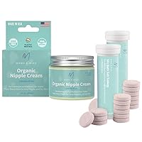 Organic Nipple Cream - Breastfeeding Balm | Sitz Bath Salt Tablets for Postpartum Care | Postpartum Essentials Pack of 10 Sitz Bath for Postpartum Care|Postpartum and Hemorrhoids Recovery