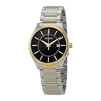 Bulova Black Dial Men's Two Tone Watch 98B290