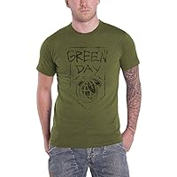 Green Day T Shirt Grenade Band Logo Official Mens Organic Military Green Size M