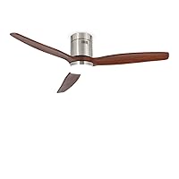 Create / Windcalm / Ceiling Fan with Lighting and Remote Control, Dark Wood Wings, 40 W, Quiet, Diameter 132 cm, 6 Speeds, Timer, DC Motor, Summer and Winter Operations