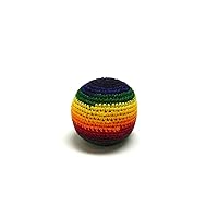 Rainbow Multicolored Crochet Striped Geometric Pattern Hacky Ball Foot Bag Kick Sack - Handmade Gifts Tribal Guatemalan Toys One Size