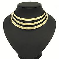 Deladola African Choker Necklace Multi-Layer Gold Plated Chokers Boho Statement Necklaces Jewelry Accessories for Women and Girls