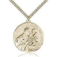 Saint Anthony Medals - Gold Plated St. Anthony Pendant Including 24 Inch Necklace